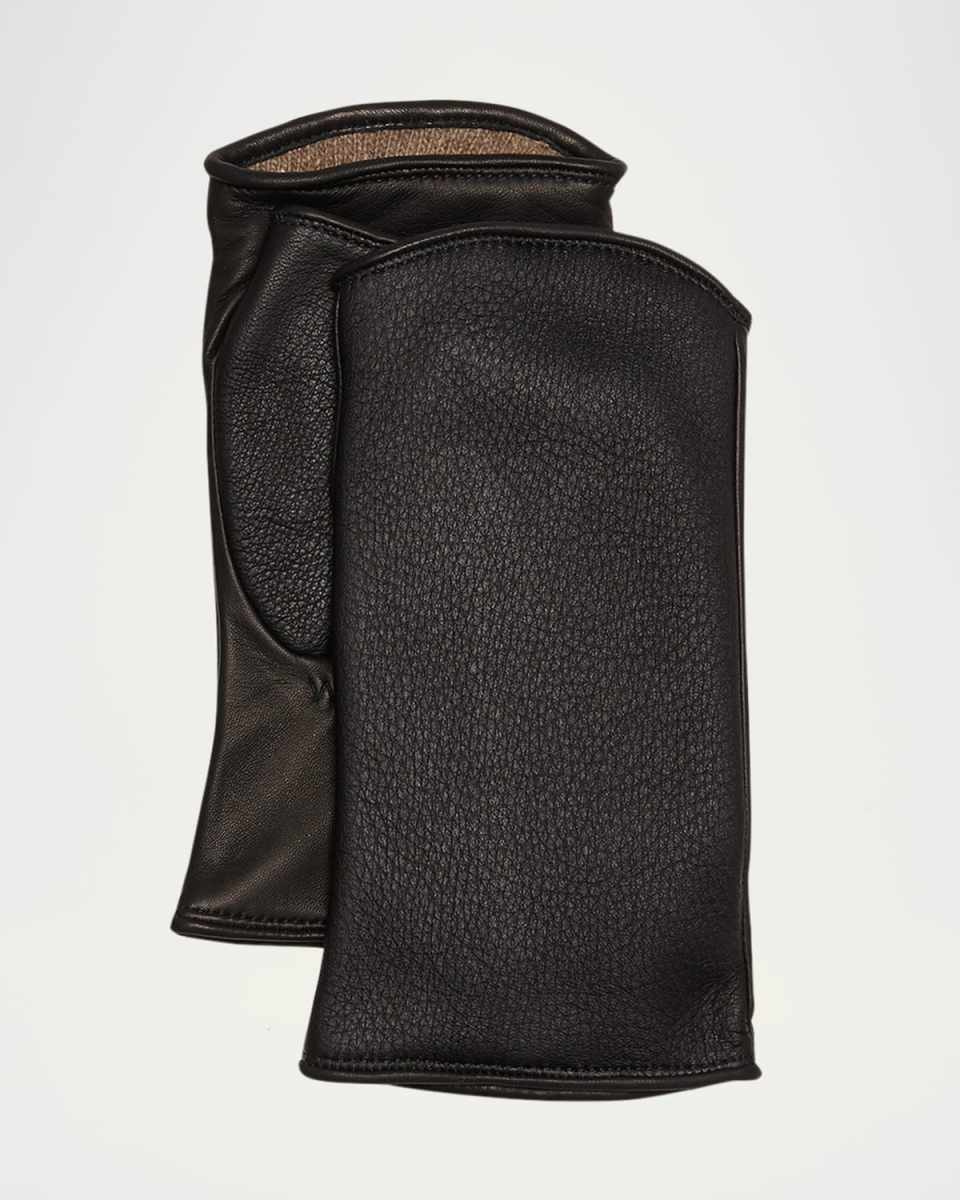 Leather & Cashmere Fingerless Gloves